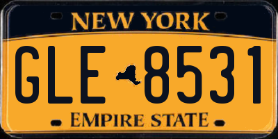 NY license plate GLE8531