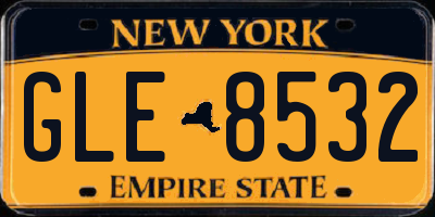 NY license plate GLE8532