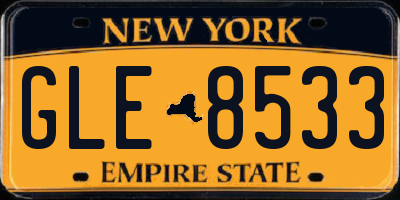 NY license plate GLE8533
