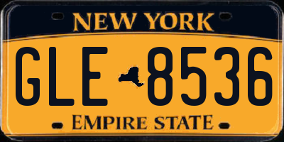 NY license plate GLE8536