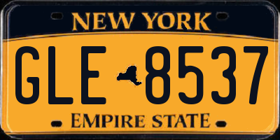 NY license plate GLE8537