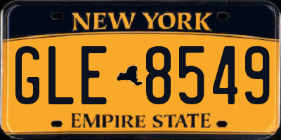 NY license plate GLE8549