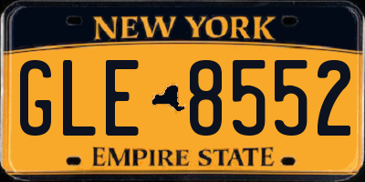 NY license plate GLE8552