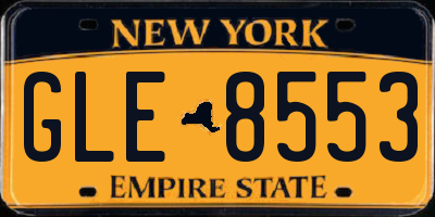 NY license plate GLE8553