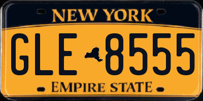 NY license plate GLE8555