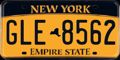 NY license plate GLE8562