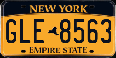 NY license plate GLE8563