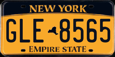NY license plate GLE8565