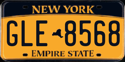 NY license plate GLE8568