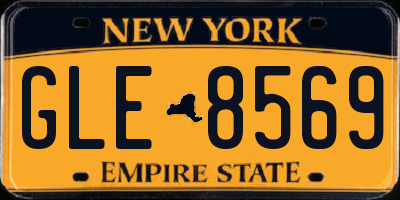 NY license plate GLE8569