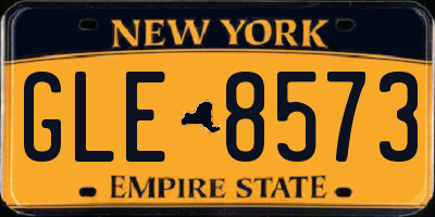 NY license plate GLE8573