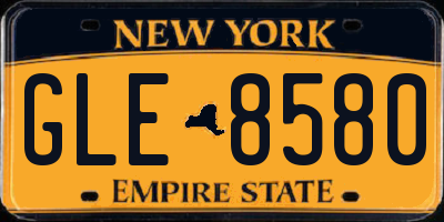 NY license plate GLE8580