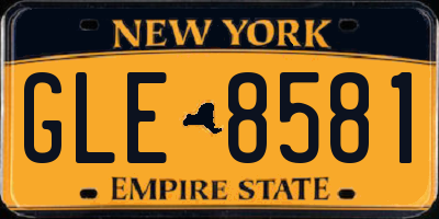 NY license plate GLE8581