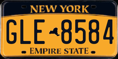 NY license plate GLE8584