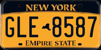 NY license plate GLE8587