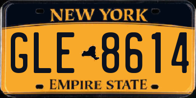 NY license plate GLE8614