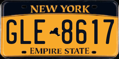 NY license plate GLE8617