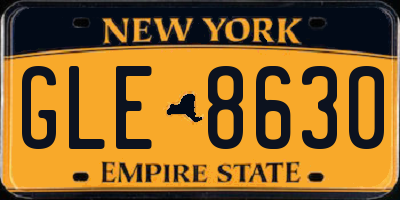 NY license plate GLE8630