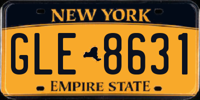 NY license plate GLE8631