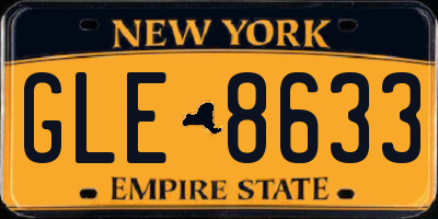 NY license plate GLE8633