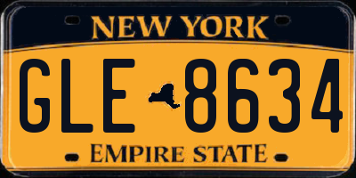 NY license plate GLE8634