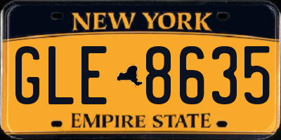NY license plate GLE8635