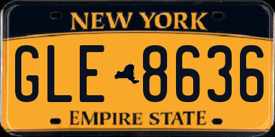 NY license plate GLE8636