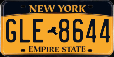 NY license plate GLE8644