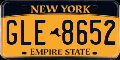 NY license plate GLE8652