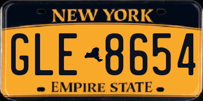 NY license plate GLE8654