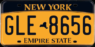 NY license plate GLE8656