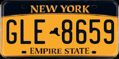NY license plate GLE8659
