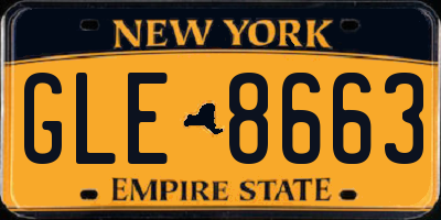 NY license plate GLE8663