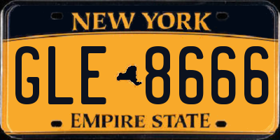 NY license plate GLE8666