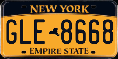 NY license plate GLE8668