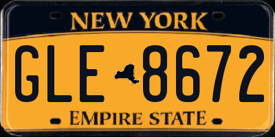 NY license plate GLE8672