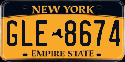 NY license plate GLE8674