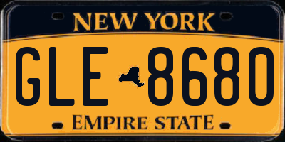 NY license plate GLE8680