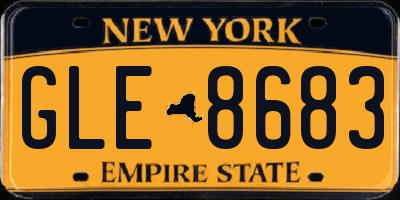 NY license plate GLE8683