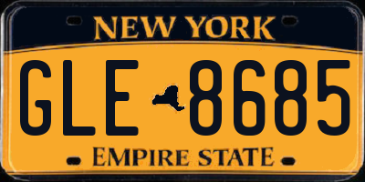NY license plate GLE8685