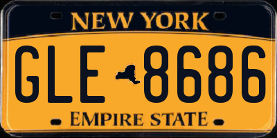 NY license plate GLE8686