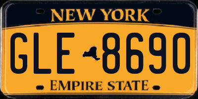 NY license plate GLE8690