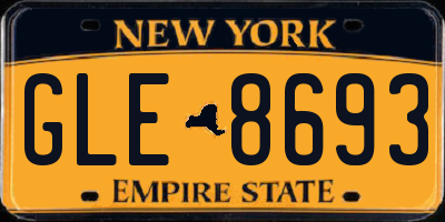 NY license plate GLE8693
