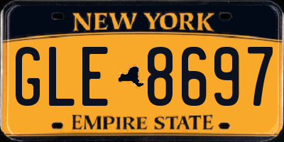 NY license plate GLE8697
