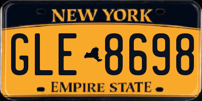 NY license plate GLE8698