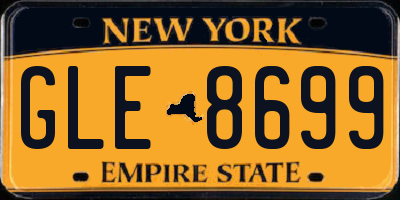 NY license plate GLE8699