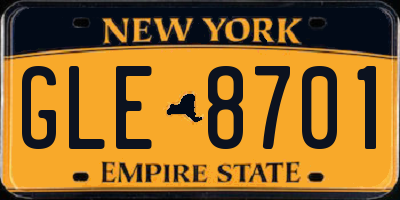 NY license plate GLE8701