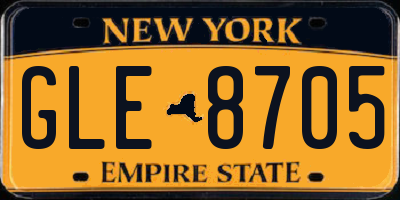 NY license plate GLE8705