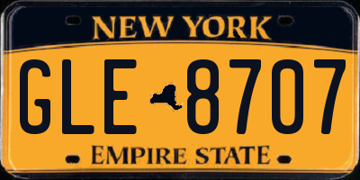 NY license plate GLE8707
