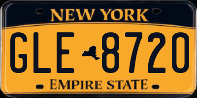 NY license plate GLE8720